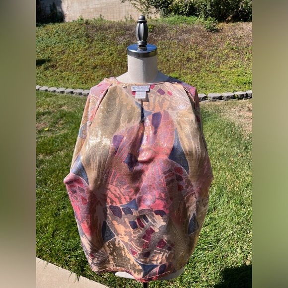 *RARE* Alan Austin Metallic Long Sleeve Blouse - Picture 6 of 7